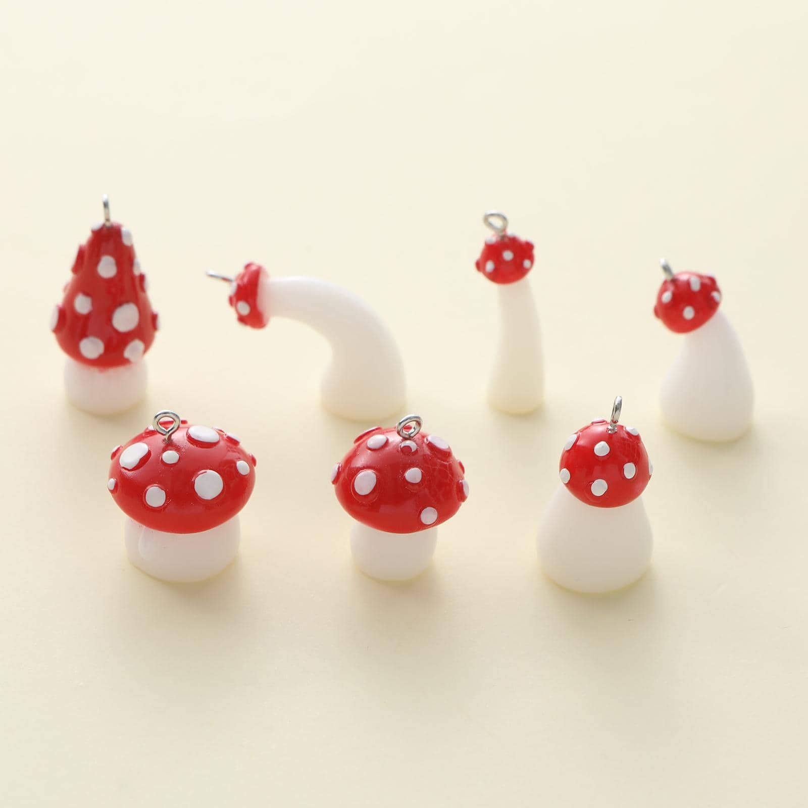 8入組/套隨機蘑菇DIY吊墜 - 彩色 - 查看 1