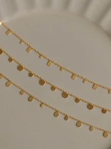 Nooxian 1pc Titanium Steel Necklace, Minimalist And Unique Design, Clavicle Chain, Pendant Quantity Random