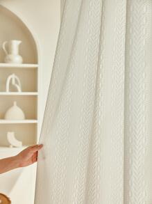 Solid Single Panel Sheer Curtain, Modern Polyester Light Filtering Privacy Sheer Curtain For Living Room And Bedroom - White - View 4