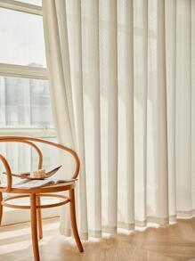 Solid Single Panel Sheer Curtain, Modern Polyester Light Filtering Privacy Sheer Curtain For Living Room And Bedroom - White - View 5