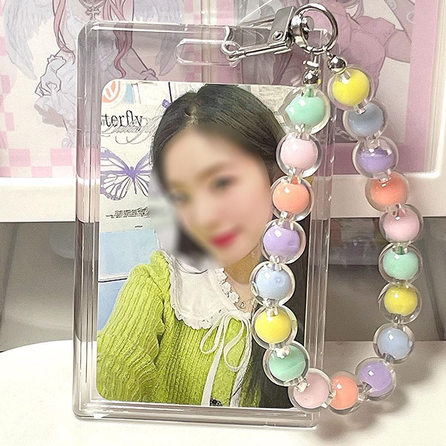1 Thẻ Rõ Ràng Bao Với Thiết Kế Đính Hạt Móc Khóa Có Thể Thu Vào, Dễ Thương Di Động Đựng Thẻ Dành Cho Nhân Viên Văn Phòng, Sinh Viên - Trong sáng - Xem 1