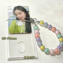 1 Thẻ Rõ Ràng Bao Với Thiết Kế Đính Hạt Móc Khóa Có Thể Thu Vào, Dễ Thương Di Động Đựng Thẻ Dành Cho Nhân Viên Văn Phòng, Sinh Viên - Trong sáng - Xem 2