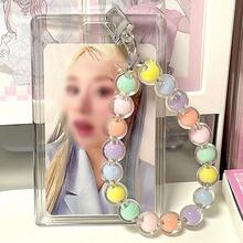 1 Thẻ Rõ Ràng Bao Với Thiết Kế Đính Hạt Móc Khóa Có Thể Thu Vào, Dễ Thương Di Động Đựng Thẻ Dành Cho Nhân Viên Văn Phòng, Sinh Viên - Trong sáng - Xem 5