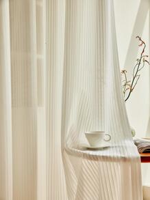 Solid Single Panel Sheer Curtain, Modern Polyester Light Filtering Privacy Sheer Curtain For Living Room And Bedroom - White - View 5