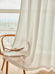 Solid Single Panel Sheer Curtain, Modern Polyester Light Filtering Privacy Sheer Curtain For Living Room And Bedroom - White - View 1