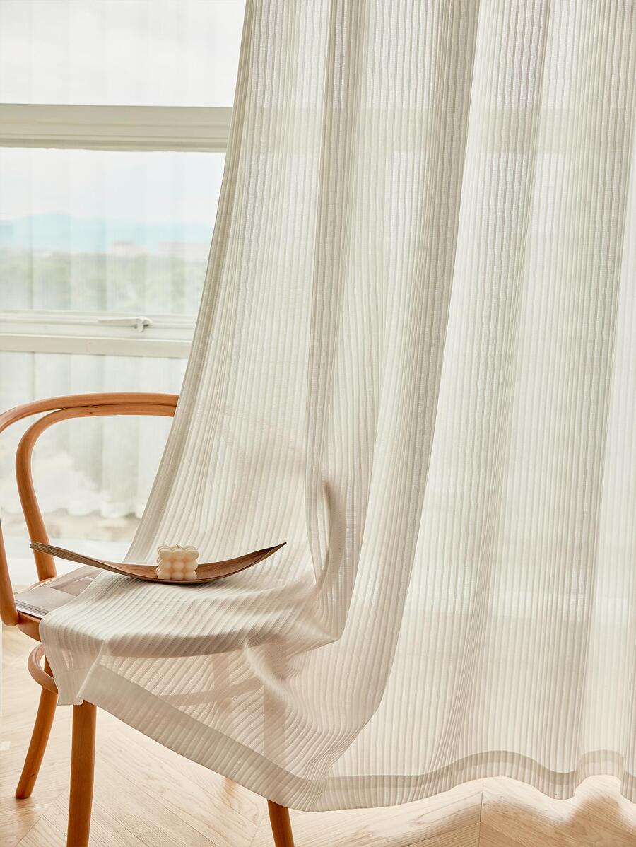 Rèm Sheer một tấm chắc chắn, Rèm Polyester hiện đại lọc ánh sáng riêng tư cho phòng khách và phòng ngủ - trắng - Xem 1