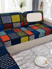 1片式涼感沙發墊套,幾何圖案彈性伸展,不滑動,家用沙發保護套 - 彩色 - 查看 7