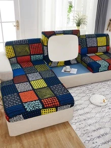 1片式涼感沙發墊套,幾何圖案彈性伸展,不滑動,家用沙發保護套 - 彩色 - 查看 5