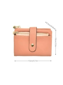 Litchi Embossed Snap Button Pink For Women Wallet Purse Wallet Small Wallet - Pink - View 4