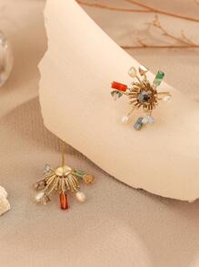 Bông tai đính đá Zirconia & trang trí hoa - Nhiều màu - Xem 2