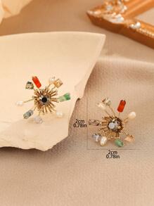 Bông tai đính đá Zirconia & trang trí hoa - Nhiều màu - Xem 4