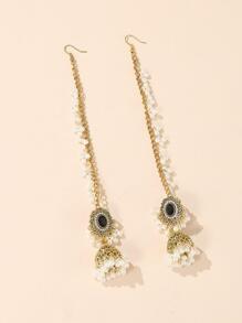 1 Cặp bông tai hình giọt nước phong cách Bohemian cổ điển phóng đại, bông tai cổ điển độc đáo, phụ kiện dự tiệc thời trang - Vàng - Xem 5