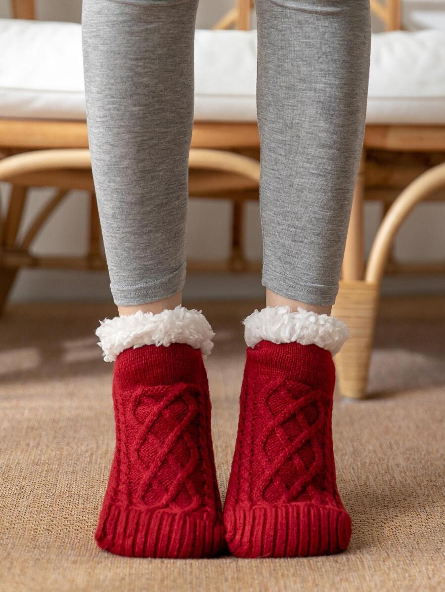 Solid Thermal Lined Ankle Socks - Multicolor - View 1