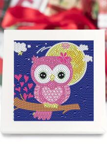 Owl Pattern DIY Diamond Painting Without Frame, Creative PMMA DIY Diamond Painting For Home Wall Decor - Apricot - View 1