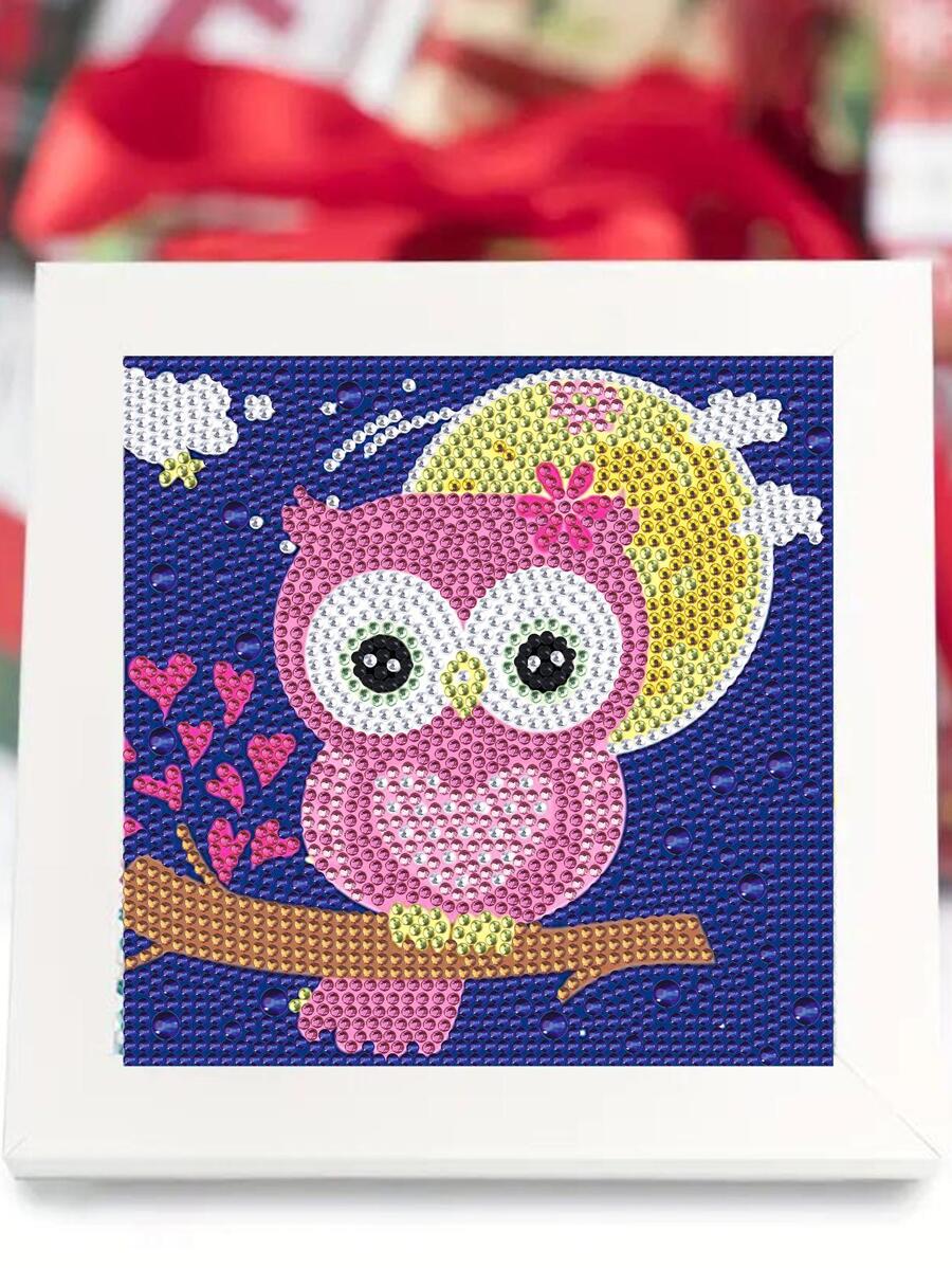 Owl Pattern DIY Diamond Painting Without Frame, Creative PMMA DIY Diamond Painting For Home Wall Decor - Apricot - View 1