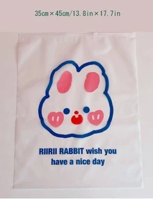 1 pieza Bolso EVA almacenamiento moderno con dibujos animados con estampado de conejo y slogan polvo para doméstico - transparente - Ver 2