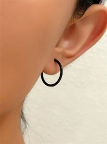 Hoa tai vòng tối giản - màu đen - Xem 3