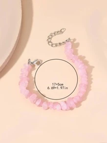 Vòng tay chuỗi hạt đá - Hồng - Xem 3