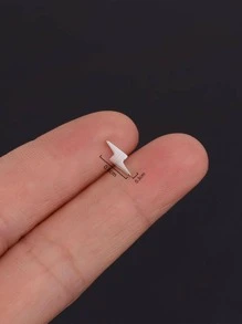 1入組男士閃電設計耳釘,適用於首飾類禮品和派對 - 銀色 - 查看 4