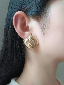 Bông tai hình vuông kết cấu - Vàng - Xem 2