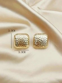 Bông tai hình vuông kết cấu - Vàng - Xem 5