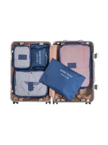 6入組字母圖案旅行包裝盒 - 藏蓝色 - 查看 5