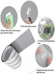 1 Màn Hình Cửa Sổ Bộ Dụng Cụ Sửa Chữa Keo Chắc Chắn Sợi Thủy Tinh Bao Lưới Sửa Chữa Miếng Dán Băng Cho Cửa Sổ - Đen và trắng - Xem 3