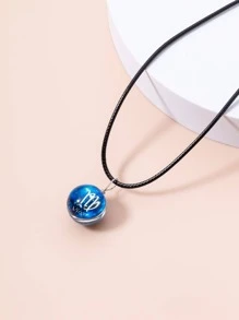 12入組/套星座細節圓形吊飾項鍊 - 藍色 - 查看 3