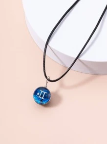 12入組/套星座細節圓形吊飾項鍊 - 藍色 - 查看 4