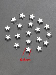 100入組/套星形設計DIY珠子 - 銠色 - 查看 3