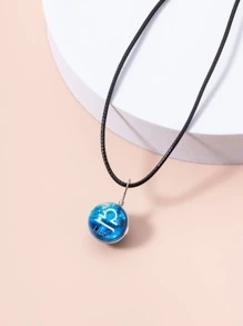 12入組/套星座細節圓形吊飾項鍊 - 藍色 - 查看 5