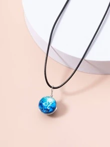 12入組/套星座細節圓形吊飾項鍊 - 藍色 - 查看 6