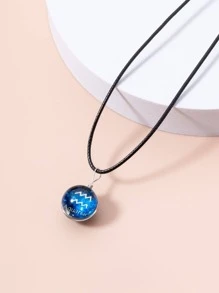 12入組/套星座細節圓形吊飾項鍊 - 藍色 - 查看 9