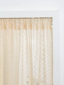 鄉村波希米亞風格波點蕾絲空心門帘,1片 - 米色 - 查看 5