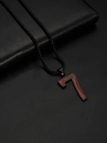 男士數字吊墜項鍊不銹鋼首飾類禮品適合男士時尚 - 黑色 - 查看 3