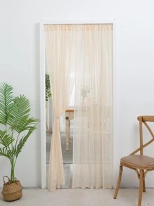 鄉村波希米亞風格波點蕾絲空心門帘,1片 - 米色 - 查看 1