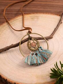 Tassel Charm Necklace - Multicolor - View 3