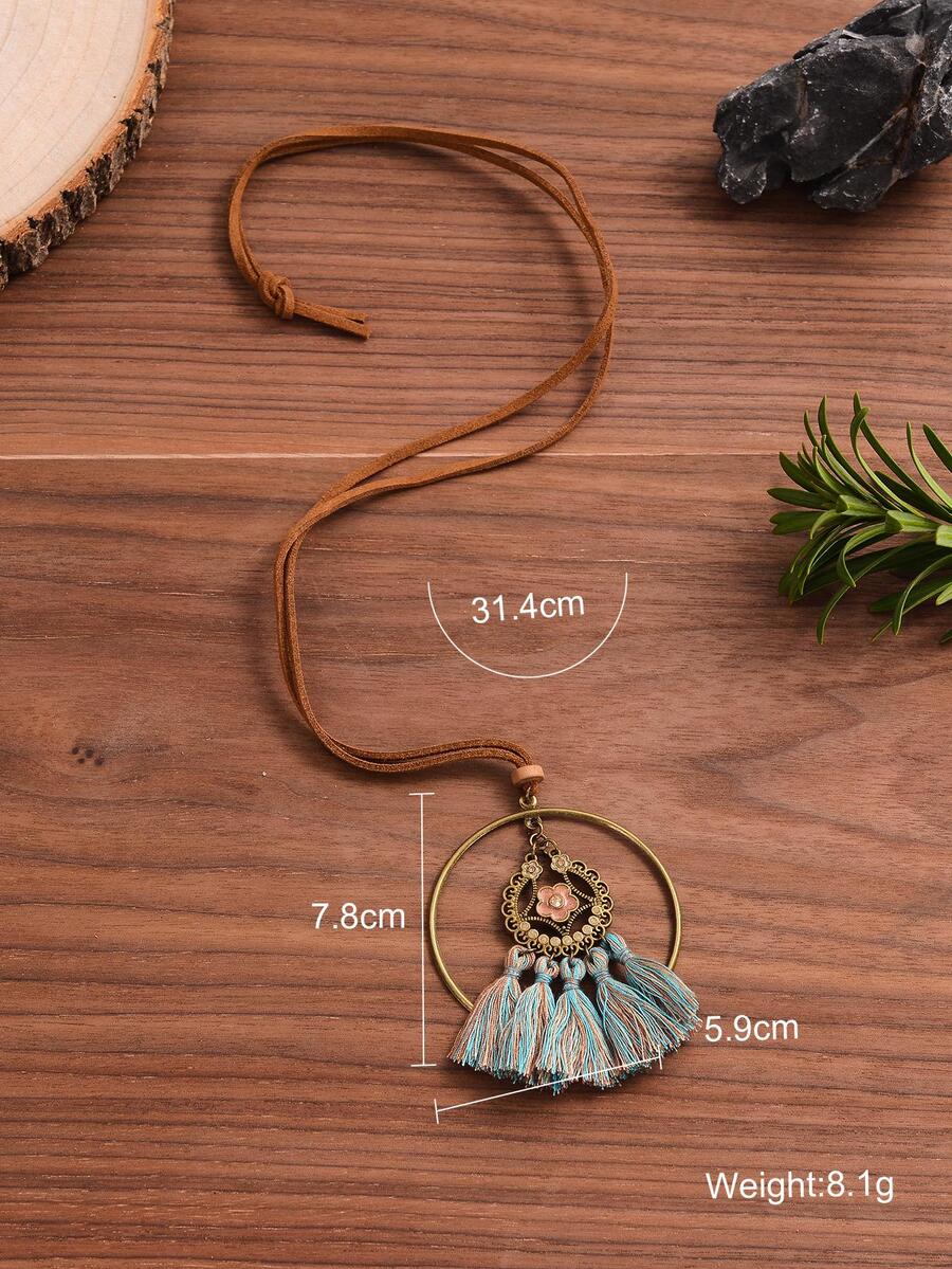 Tassel Charm Necklace - Multicolor - View 1