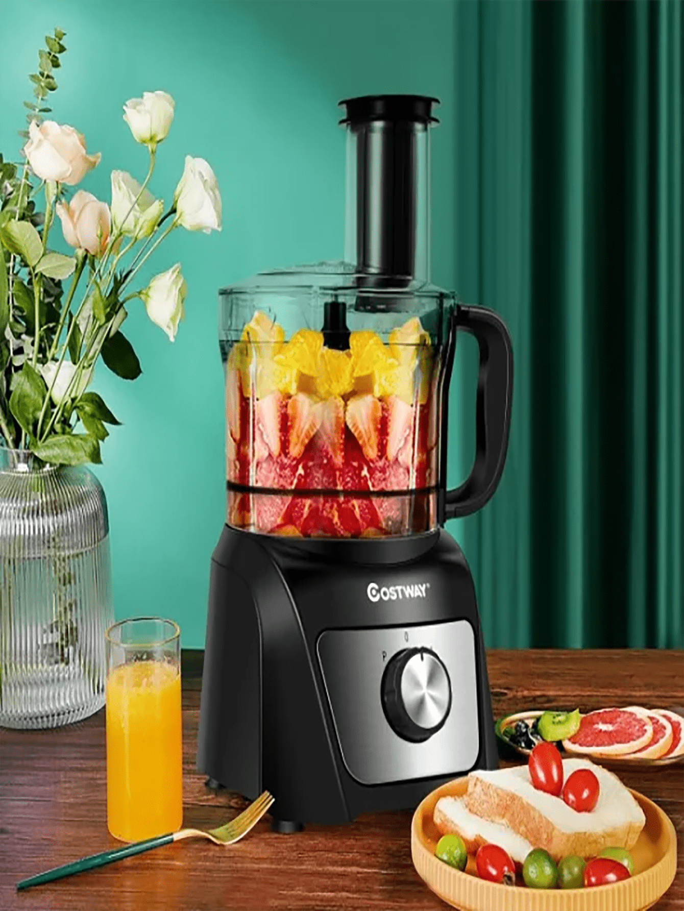 Electric Vegetable Chopper &8 Cup Food Processor 500W Variable Speed Blender Chopper with 3
