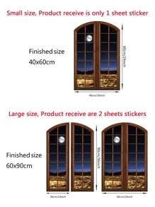 1set PVC Wall Decal, Window & Moon Pattern Wall Sticker For Home - Multicolor - View 3