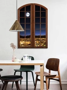 1set PVC Wall Decal, Window & Moon Pattern Wall Sticker For Home - Multicolor - View 2