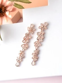 1雙女性方晶鋯石裝飾浪漫耳墜適合婚禮 - 銅色 - 查看 8