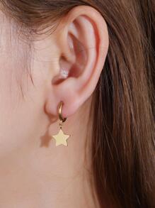 星星耳墜 - 金黃色 - 查看 1