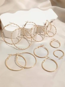 極簡風格圓耳環 - 金色 - 查看 4