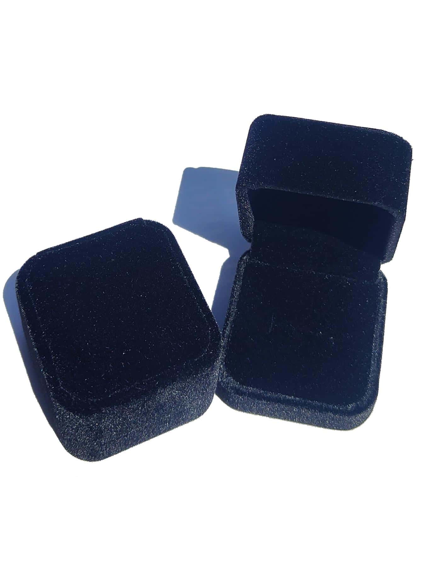 2 Chiếc Hộp Đựng Nhẫn Trang Sức, Hộp Đựng Nhẫn Nhung, Bông Tai Mặt Dây Chuyền Trang Sức, nhẫn Bông Tai Hộp Quà Tặng - màu đen - Xem 1