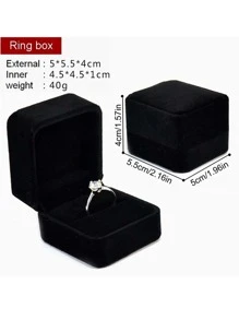 2 Chiếc Hộp Đựng Nhẫn Trang Sức, Hộp Đựng Nhẫn Nhung, Bông Tai Mặt Dây Chuyền Trang Sức, nhẫn Bông Tai Hộp Quà Tặng - màu đen - Xem 2