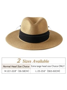 1pc Woven Fedora Hat Suitable For Vacation Wear - Khaki - View 8