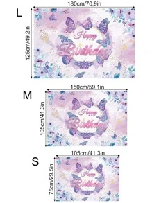 1 pieza Tela de fondo con estampado de mariposa y slogan - Multicolor - Ver 4