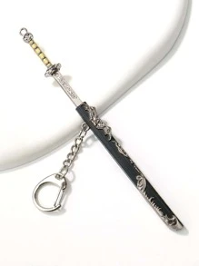 1pc Men Vintage Sword Design Keychain - Multicolor - View 3