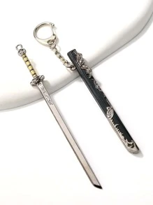 1pc Men Vintage Sword Design Keychain - Multicolor - View 1